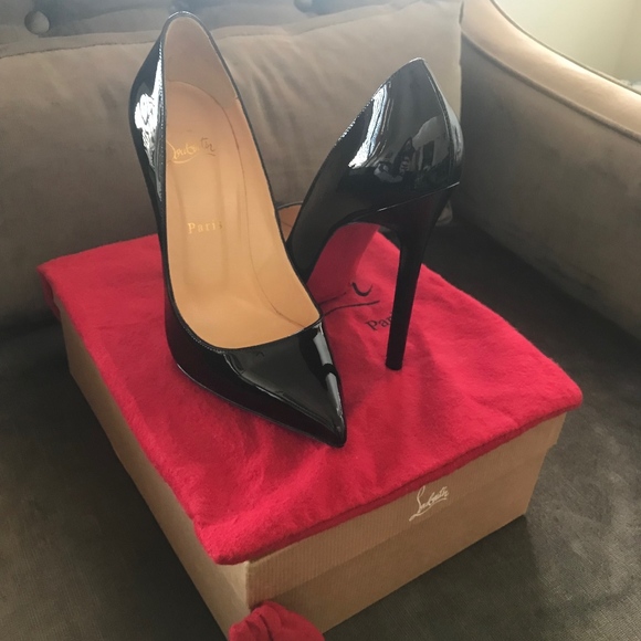 Christian Louboutin Pigalle Patent Black Heels - Picture 2 of 6